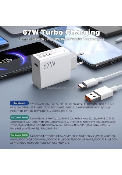 67w Turbo Type-c Akım Korumalı Hassas Şarj Aleti Seti Saniye Sayaçlı Süper Charger