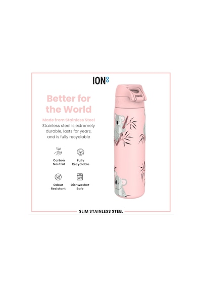 Ion8 - Paslanmaz Çelik İnce Suluk - Koala - 600 Ml - Sızdırmaz Çok Renkli