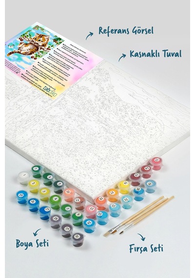 Sayılarla Boyama Seti 40 X 50 Cm Tuval Şasesine Gerili Yaramaz Yavru Kedi