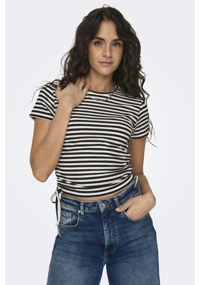 Only Onlwendy S/s Ruchıng Top Jrs 15284982 Siyah 001