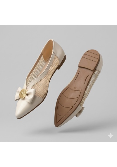 Kindep Shoes Papyon Detaylı Günlük Kadın Babet Ten