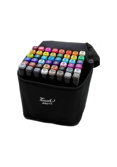 Çift Taraflı Marker Keçeli Kalem Seti 48 Renk Marker Resim Mimari Ve Grafik Tasarım Kalemi Çok Renkli