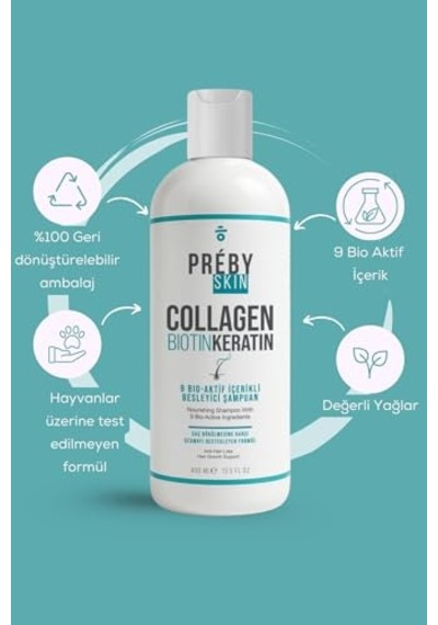 Kolajen, Biotin Ve Keratin Saç Dökülmesine Karşı 9 Bio Aktif İçeren Besleyici Şampuan