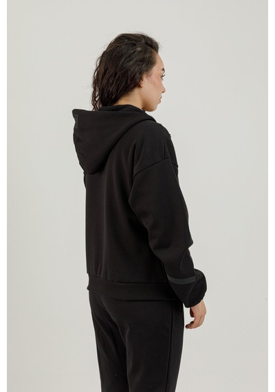 Airlife Clubby Ir Zone Tam Boy Fermuarlı Kadın Kapüşonlu Sweatshirt Siyah