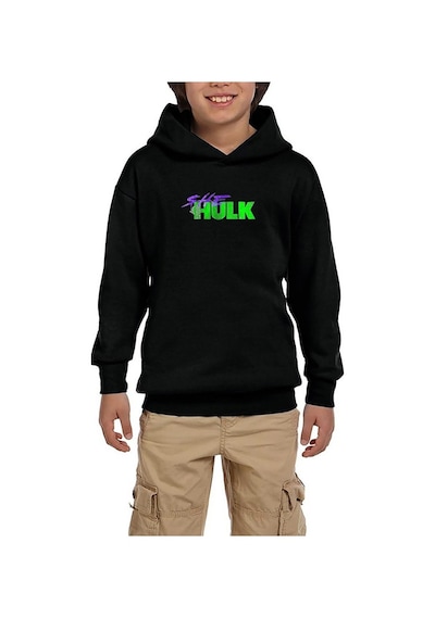 Zepplin Giyim She Hulk Logo Siyah Çocuk Kapşonlu Sweatshirt Siyah