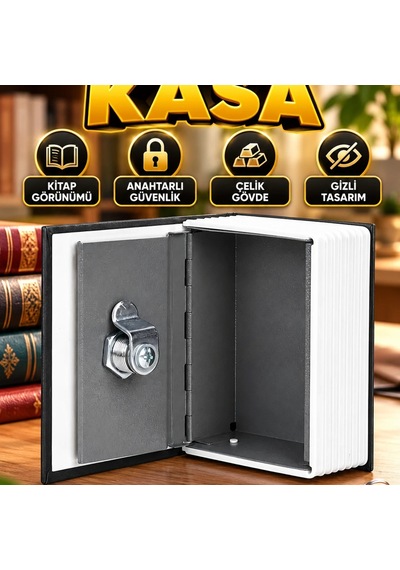Kitap Görünümlü Anahtarlı Çelik Mini Gizli Kasa İngilizce Sözlük Tasarımlı