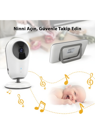 Vb608 Akıllı Bebek Kamerası 4.3 Ips Ekranlı Video Bebek Telsizi, 2.4ghz Kablosuz, Vox, Gece Görüşü, 1760 Mah Pil, Sıcaklık Takibi