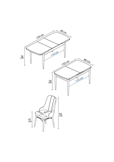 Zümra Serisi, Beyaz Mermer Desen 80x132 Açılabilir Mdf Mutfak Masası Takımı 4 Adet Sandalye Lacivert Zümra Serisi, Beyaz Mermer Desen 80x132 Açılabilir Mdf Mutfak Masası Takımı 4 Adet Sandalye Lacivert