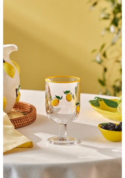 Karaca Desenli Kadeh 390 Ml Sarı