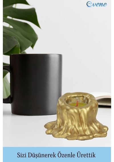 Mumluk Şamdan Tealight Mum Uyumlu Küçük Erimiş Mum Model - Altın