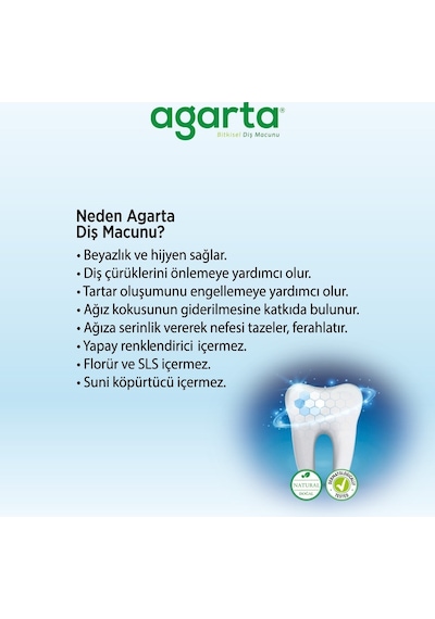 Agarta Doğal Diş Macunu 100ml Bitki Özlü 3 Lü Set Beyazlık