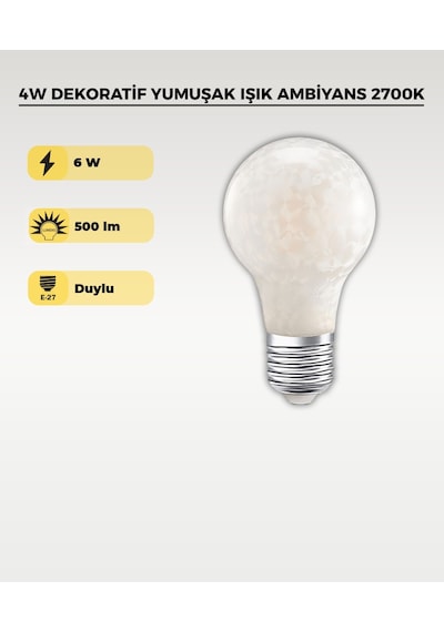 4w Soft Işık Led Ampul Dekoratif Yumuşak Işık Ambiyans 2700k 1 Adet