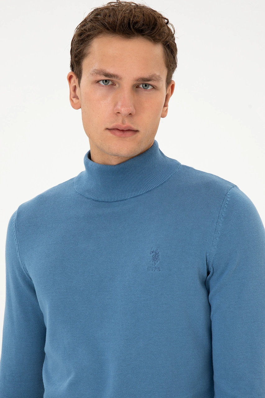 U.S. Polo Assn. Erkek Slim Fit Yarım Balıkçı Yaka Saks Basic Kazak 50307783-VR032