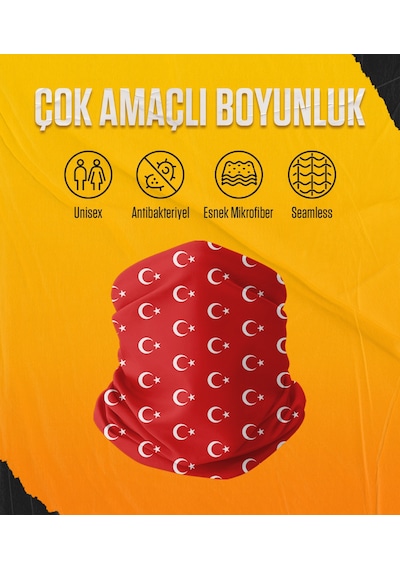 Musclecloth Çok Amaçlı Boyunluk Ay Yıldız Kırmızı