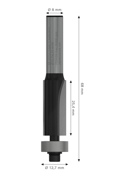 Professional Ahşap İçin Debriyaj Frezesi, Çap 12,7 Mm, Çalışma Uzunluğu 25 Mm, 8 Mm Şaft Aksesu