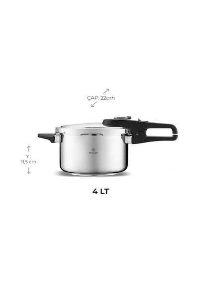 Emsan Fast Cooker Çift Emniyetli Düdüklü Tencere 4 +6 Lt Siyah