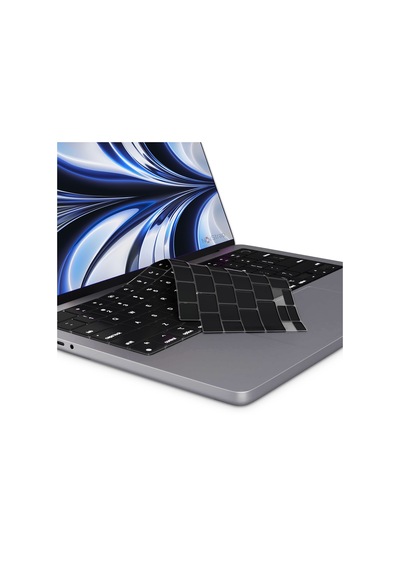 Apple Uyumlu MacBook Air 2022 13.6" M2 A2681 Klavye Koruyucu Kılıf Siyah