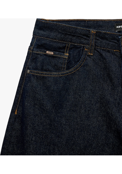 Koton Pamuklu Bol Normal Bel Cepli Baggy Jean Şort Raw 6sam40401nd 63x