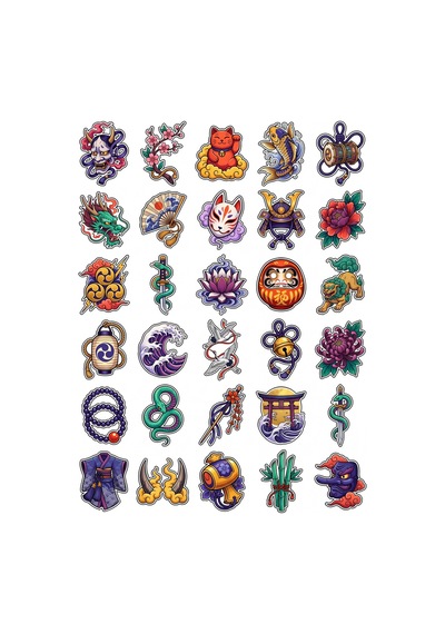 Sevimli Karakterler Japon Sticker Seti 150 Adet - 5'li Mega Paket - Laptop Defter Ajanda Etiketi Çok Renkli