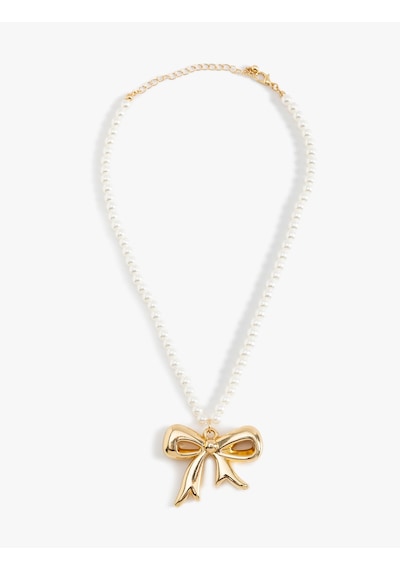 Koton İnci Choker Kolye Fiyonk Çelik Karışımlı Altın 5wak70773aa Altın Rengi