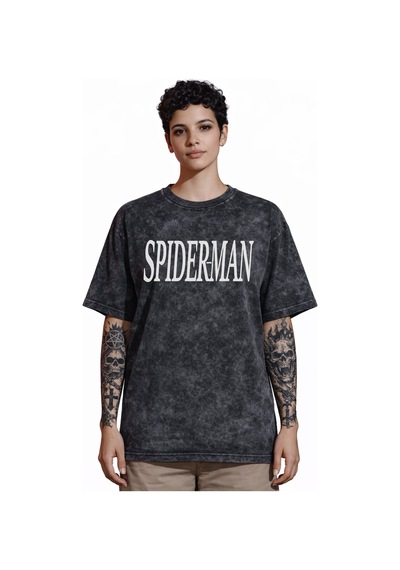 Spider-man Örümcek Adam Rock Metal Müzik Grubu Sırt Baskılı Unise Siyah