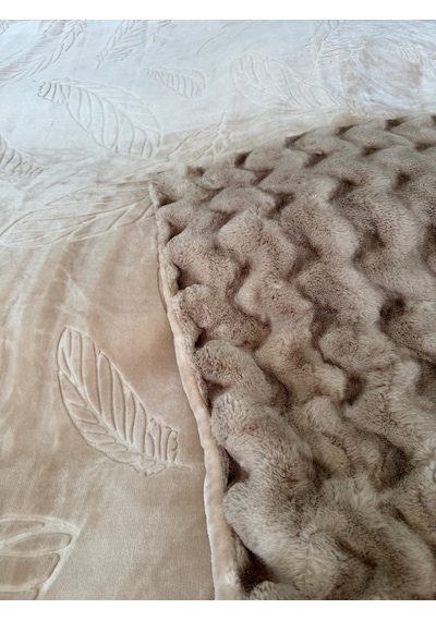Aslan Bubble Çift Taraflı / Çift Katlı /çift Kişilik/ Lüx Battaniye/ 4,5 Kg / Modern / Şık / Çeyizlik Kahve