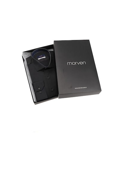 Morven Slim Fit Düz Sert Yaka Uzun Kollu Gömlek 99mc004002002 Siyah