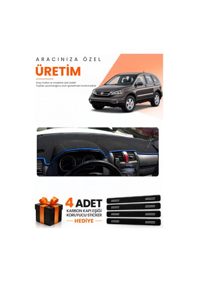 Honda Cr-v 2007-2012 Uyumlu Torpido Koruma Örtüsü Oto Kılıfı - Siyah Mavi