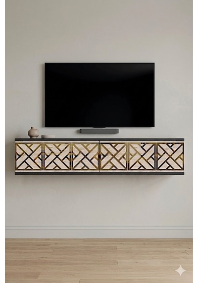 Tda1238atg Arex Duvara Montaj Tv Sehpası Antrasit-traverten-gold 120cm Tda1238atg Arex Duvara Montaj Tv Sehpası Antrasit-traverten-gold 120cm