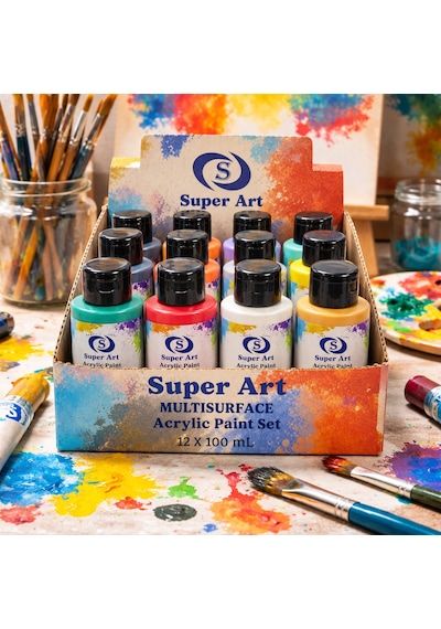 Superart Akrilik Boya Seti 12'lı 100 Ml Çok Renkli