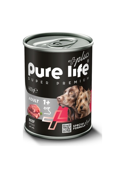 Purelife Plus Sığır Yetişkin Köpek Konserve Mama 400gr