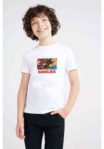 Tshirthane Roblox Baskılı Unisex Çocuk Beyaz T-Shirt