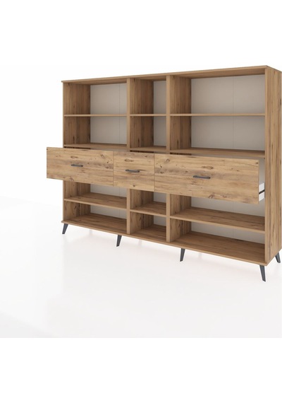 Hyperion Dolap 9 Raflı 3 Çekmeceli 220x44x163 Çam-çam Çam-çam
