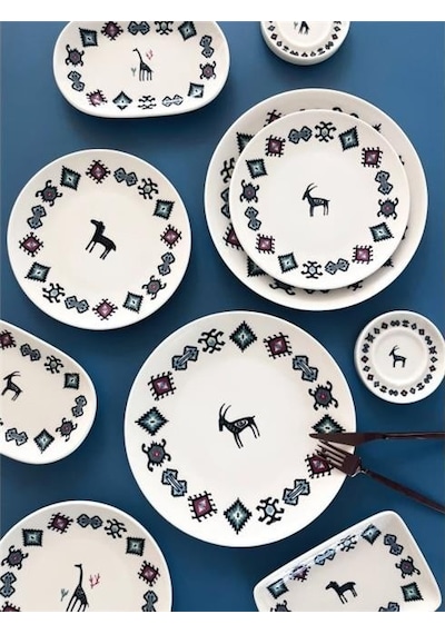 Porser Porselen Hitit Sefa Çay Tabağı Takımı 10cm 6 Parça Çok Renkli