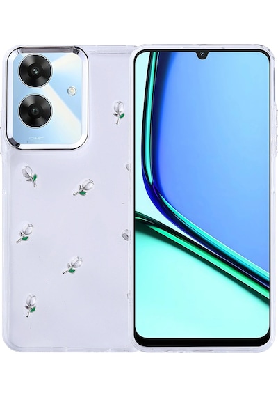 Realme Note 60 Kılıf Airbag Tasarımlı Simli Şeffaf Zore Kutup Kapak Lale