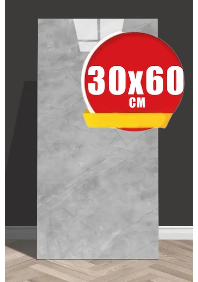 10 Adet 60x30 Kendinden Yapışkanlı Gri Pvc Duvar Paneli Gri