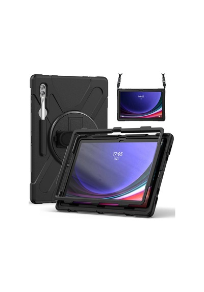 Galaxy Uyumlu  Tab S8 Ultra Omsy Defender Tablet Silikon - Siyah Arka Kapak