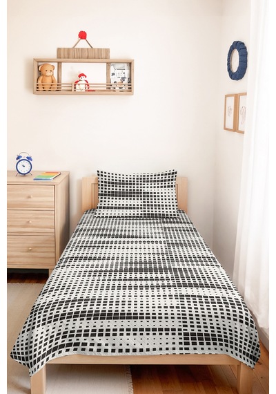 Siyah Geometrik Modern Genç Odası Tek Kişilik Pike Takımı-minimal 160x220cm Kapitone Yatak Örtüsü Dokulu Dere Serabı