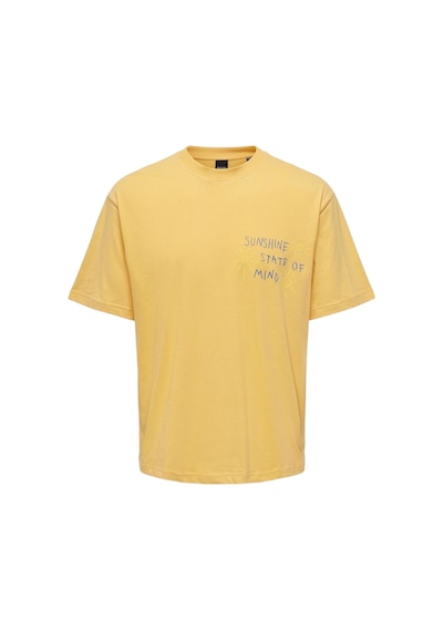 Only O Yaka Baskılı Erkek T-shirt Onsmanı Lıfe Rlx Hıdeout Ss Tee Bej