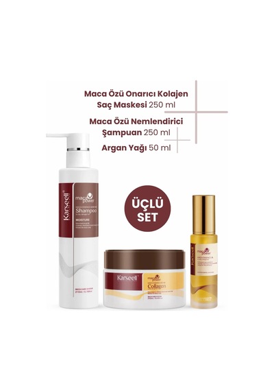 Set Onarıcı Repair Kolajen Saç Maskesi 250 Ml + Nemlendirici Şampuan 200 Ml + Argan Yağı 50 Ml - 754553283