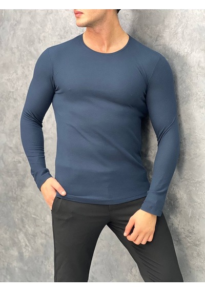 Modefendi Slim Fit İtalyan Kesim Pamuk Örme Sweat Lacivert