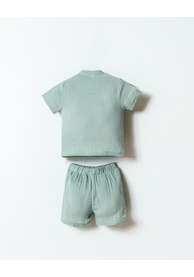 U.S. Polo Assn. Erkek Bebek 2 Li Şort Gömlek Takım Mint-2257 mint