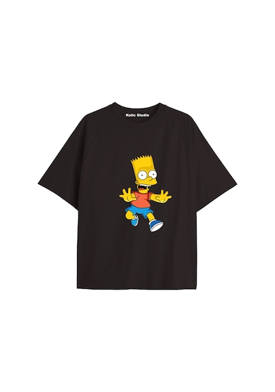 Kalic Studio Y2k Vintage Simpson Baskılı Siyah T-shirt Kod 281 Siyah-281