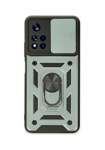 Xiaomi Redmi Note 11t Uyumlu Kılıf Pars Lens Yüzüklü Silikon - Yeşil