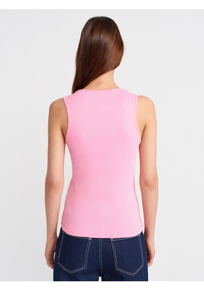 Dilvin 21080 V Yaka Kolsuz Top-pembe Pembe