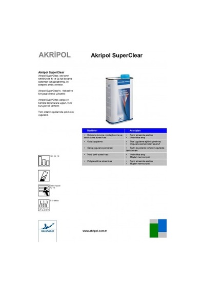 Akzonobel Akripol 2k Akrilik Superclear Vernik 1/1 1 Litre