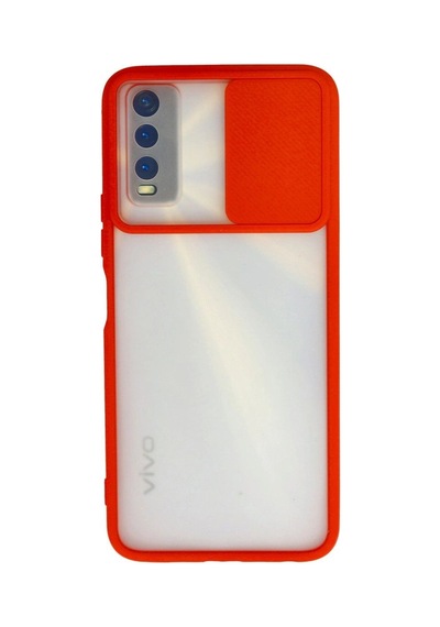 Vivo Y11s Kılıf Palm Buzlu Kamera Sürgülü Silikon - Kırmızı