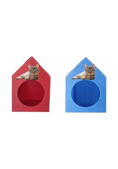 Maskot Plastik Su Geçirmez Kedi Evi 35 x 45 x 51 CM 2'li Çok Renkli