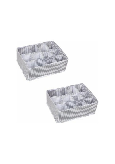 12 Bölmeli Çekmece Düzenleyici 2'li Set Plastik Gri Diğer