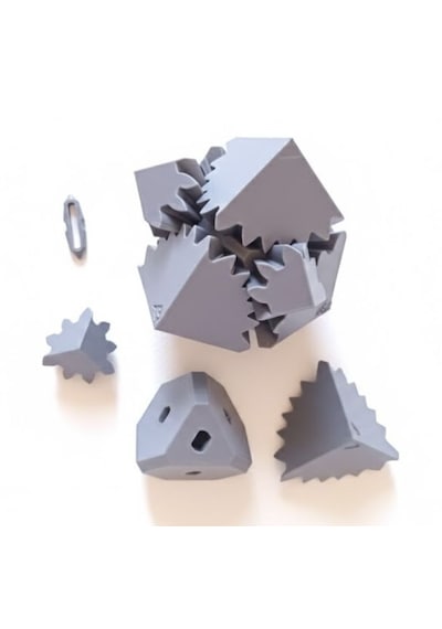 Mekanik Dişli Çarklı Zeka Küpü Hareketli Puzzle Yapı Bloğu - Eğitici Zeka Küpü Stres Oyuncağı-gri